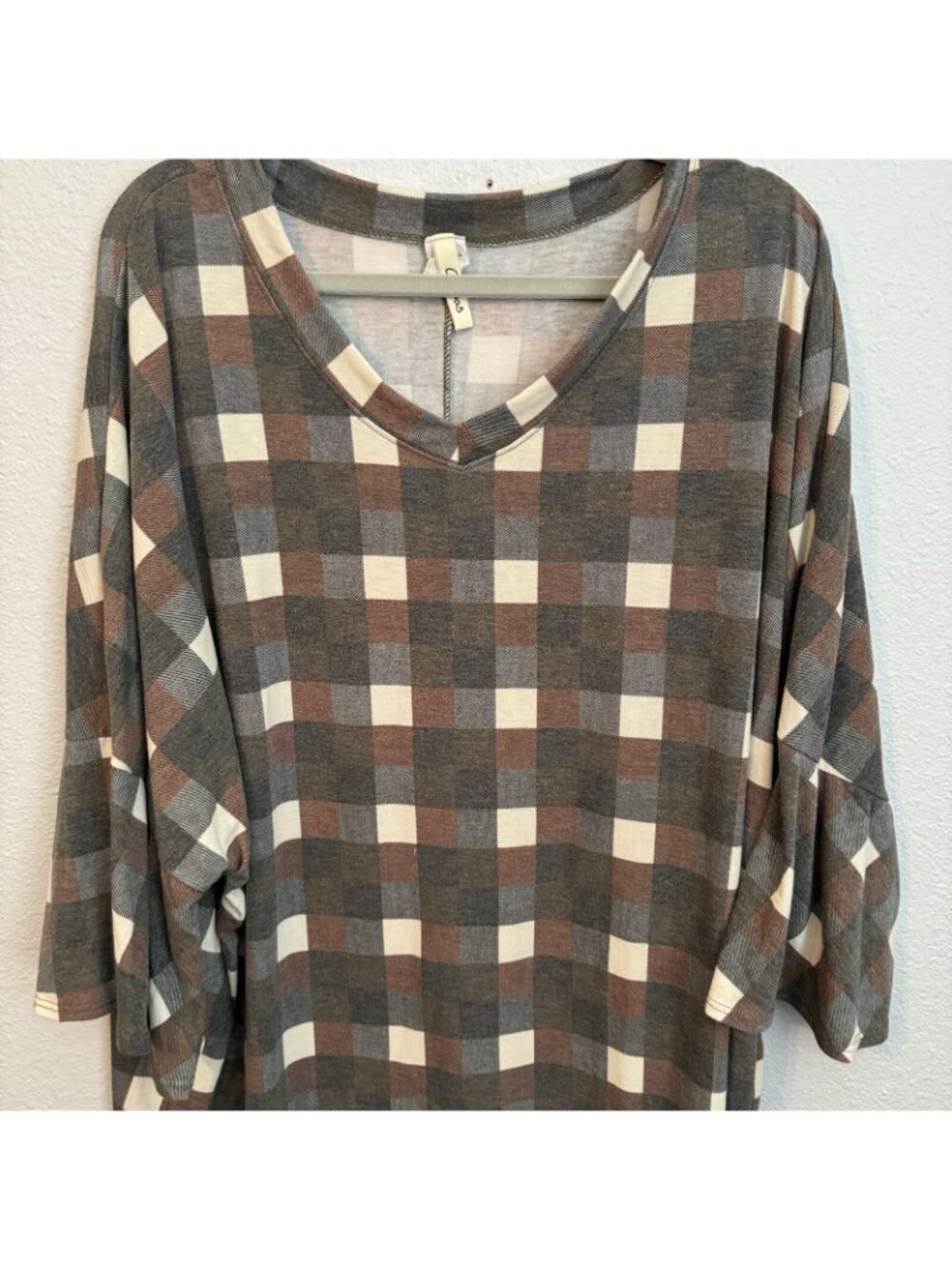 Crepas Blouse Size 2X/3X Gray Multi Sleeves 3/4 Women Top Blouse - Picture 7 of 12